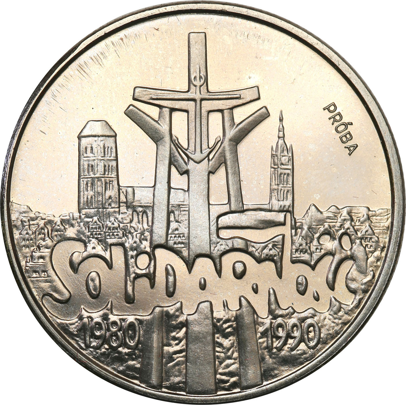 PRL. PRÓBA Nikiel 10 000 złotych 1990 - Solidarność